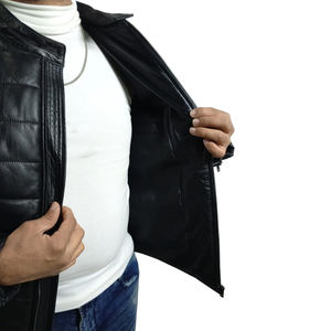 Chaqueta acolchada para exteriores para hombre de High Street Cuero transpirable de alta calidad para el invierno Servicio OEM La mejor chaqueta de cuero personalizada - Product Image 5