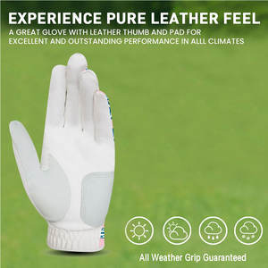 Cabretta ถุงมือกอล์ฟหนังแกะแท้สำหรับผู้หญิงอุปกรณ์กีฬานุ่มสบายโลโก้ออกแบบได้ตามต้องการ - Product Image 2