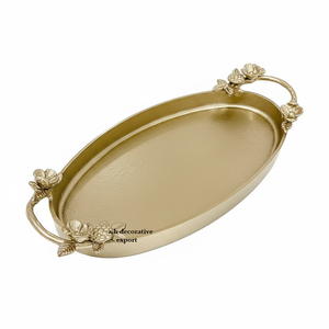 Plateau de service élégant avec poignée en aluminium, finition dorée brillante, lavable au lave-vaisselle, qualité commerciale, personnalisable, fait à la main, mariage, maison - Product Image 4