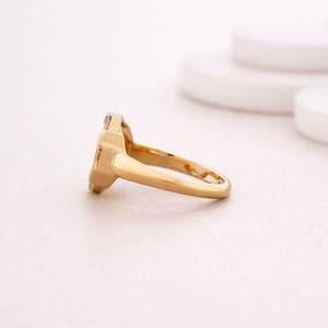 Anillo de Diamantes Creados en Laboratorio con Certificación IGI, Forma Baguette, Oro Amarillo/Blanco y Rosa de 9K, Anillo de Declaración - Product Image 3