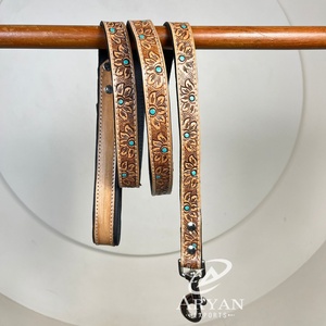 2025, venta superior de lujo, correa de perro Floral de cuero duradera mecanizada a mano para caminar, correa de cuero de entrenamiento personalizado de alta resistencia para mascotas y perros - Product Image 1