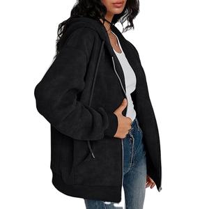 Sweat à capuche oversize pour femme, effet délavé, fermeture éclair, en molleton de coton 500 GSM, fabrication OEM personnalisée, marque privée - Product Image 3