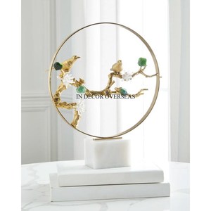 Juego de 2 esculturas decorativas para mesa de hogar y hotel de proveedor indio con aspecto llamativo de forma redonda de mármol de color rosa - Product Image 4