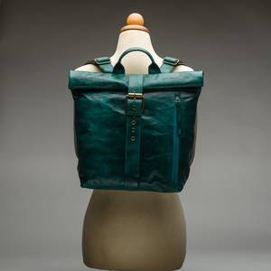 Rolltop Leather <b>Backpack</b> Vintage Travel Rucksack Personalised LRTB-0041E - Product Image 3