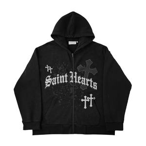 OEM Vente de gros Sweat à capuche zippé personnalisé Sweat à capuche zippé à impression bouffante Sweat à capuche oversize unisexe hiver Streetwear pour hommes et femmes - Product Image 4