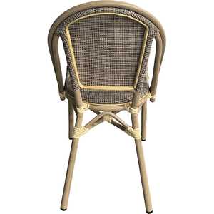 Sedie da Pranzo da Esterno in Stile Francese con Telaio in Alluminio e Rattan Intrecciato Impilabili per Giardino e Patio - Product Image 4