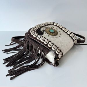 Bolso de Hombro de Cuero Genuino para Mujer, Estilo Occidental, con Flecos de Piel de Ante, Diseño Nuevo, Alta Calidad, Estilo Bohemio - Product Image 3