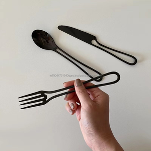 Juego de Cubiertos de acero inoxidable con Diseño de Contorno elegante, vajilla de boda moderna de lujo, vajilla de madera, disponibilidad al por mayor - Product Image 3
