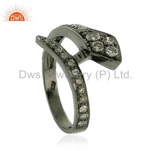 Pave Diamond Snake diseño anillo de plata 925 para mujer fabricante de anillo antiguo joyería India - Product Image 3
