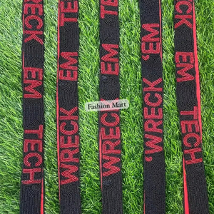 Sangle perlée à la main WRECK EM TECH Design personnalisé Rouge audacieux sur noir - Product Image 1
