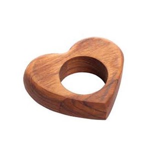 Wooden Solid Heart Shape Brown Napkin <b>Ring</b> Design for Restaurant Supplies and Hotel Table Decor Royal Look - Product Image 1