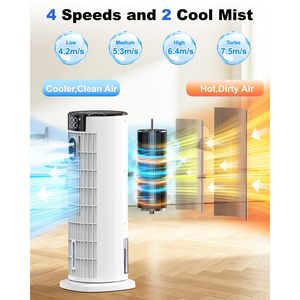 Refroidisseur d'air portable 4-en-1 avec télécommande et fonction brume, faible bruit, économie d'énergie, humidificateur électrique alimenté par courant alternatif - Product Image 4