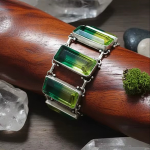 Bracelet en argent .925 de haute qualité, pierres naturelles carrées colorées, perles faites à la main, bijoux ethniques avec des bracelets en laiton finement perlés - Product Image 4