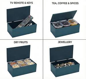 Boîte à bijoux en bois de luxe imprimée avec design personnalisé, capacité ajustable pour coiffeuse et armoire, prix abordable, Inde - Product Image 2