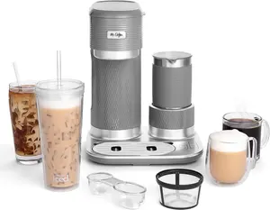 Mr. Coffee 4-in-1 tek hizmet Latte Lux, buzlu ve sıcak kahve makinesi ile süt köpürtücü, 22 ons