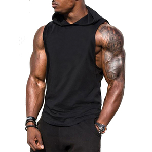 Vente en gros de débardeur à capuche pour hommes sans manches chemise musculaire à séchage rapide gilet d'entraînement OEM logo personnalisé - Product Image 3