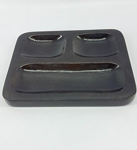 Plateau de service moderne en bois noir à 2 compartiments – Plat rectangulaire divisé pour collations, sauces et fruits secs pour la cuisine, la table à manger - Product Image 6