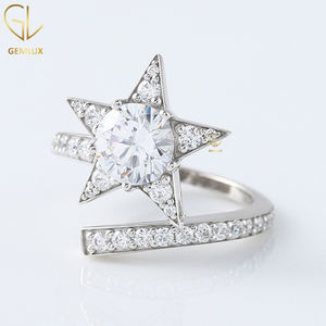 Nuevo anillo de diamante con forma de estrella de diseño de moda, anillo de estrella de diamante de moissanita de corte redondo, anillo de derivación, anillo de plata 925 - Product Image 6