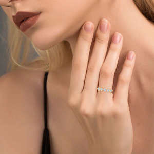 Bague de fiançailles en argent 925 avec moissanite taille princesse de 0,29 ct, couleur D, pureté VVS1, demi-éternité carrée à 5 pierres pour femmes - Product Image 3