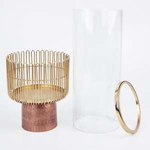Decoración del hogar y la Mesa Florero de metal Florero de vidrio artístico con tazas de cristal Diseño elegante para el estilo interior - Product Image 3