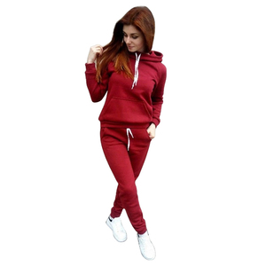 Ensemble jogging 2 pièces pour femme, décontracté, quotidien, avec capuche zippée, motif uni, boutonnière, respirant, en polaire, pour la transpiration, 2025 - Product Image 1