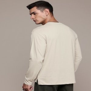 Camiseta de alta calidad con hombros caídos y mangas completas, camiseta de ajuste relajado de algodón puro, ropa de hombre hecha en la India - Product Image 6