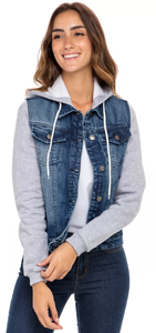 Veste en jean à capuche de haute qualité pour femmes fabricants OEM veste en jean boutonnée extensible pour dames - Product Image 6