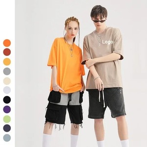 เสื้อยืดคอตตอนแท้ 100% แบบเรียบ สำหรับผู้ชาย ไซส์ใหญ่ ความยาวสั้น ทรงโอเวอร์ไซส์ ใส่สบาย ทรงหลวม - Product Image 3
