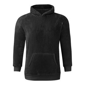 Nouveauté : sweat-shirts à capuche en fourrure pour homme avec poche, couleur noire, coupe ajustée, grande taille, streetwear, sweat-shirt pour garçon - Product Image 1