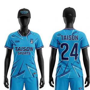 Maillot de football pour femmes en polyester de haute qualité, maille interlock, design à panneaux bleu marine, ajustement sublimé, personnalisable avec nom et numéro - Product Image 1
