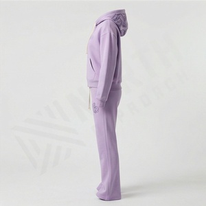 Conjunto Deportivo de 2 Piezas para Mujer, Sudadera con Capucha y Cremallera, Felpa de Algodón, para Invierno, Informal, para Gimnasio, Ropa Deportiva Activa - Product Image 3