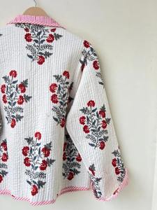 Nuevo lindo abrigo de invierno bohemio Reversible chaqueta acolchada Floral rosa con bolsillo de corazón abrigo con estampado de bloque esponjoso regalo festivo de Navidad - Product Image 6