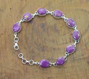 Bracelet ajustable en argent sterling 925, cuivre violet et turquoise, fait à la main, 9 pierres, bijoux pour femmes, cadeau tendance - Product Image 3