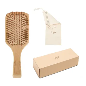 Factory Wholesale Bamboo Massage Hair Brush Customized Square Air Cushion Bristle Brush