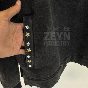 Nouveaux sweats à capuche pour hommes à manches longues, effet délavé, brodés, imprimés graphiques, avec logo personnalisé, style streetwear, en coton, avec lettres imprimées en strass - Product Image 5