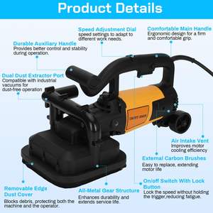 Ponceuse industrielle 4 têtes 3800W pour sols en béton avec extraction de poussière, disque de meulage diamanté et pierre de polissage pour béton et métal - Product Image 1