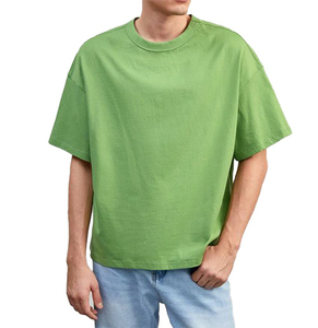 Camisetas de algodón de manga corta para hombre, camiseta de estilo cuadrado de gran tamaño, Camiseta de algodón pesado de ajuste holgado liso - Product Image 5