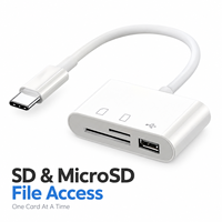 Lecteur de cartes USB C SD TF Adaptateur OTG 3 en 1 avec coque ABS pour téléphone Android, ordinateur, photographie, gestion des données