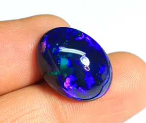 Ethiopian Black Opal Cabochon Oval Smooth Polished Light Multi Pattern Design Opal Stone Specialist For Making Jewelry
