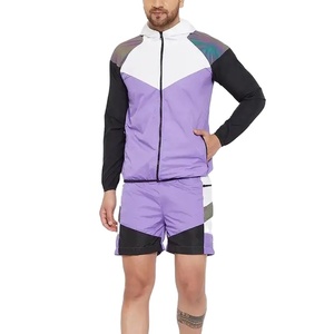 Ensemble court coupe-vent décontracté pour homme, léger, à fermeture éclair intégrale, à séchage rapide, avec short élastique taille haute, en toile, pour l'été, collection Active 2026 - Product Image 2