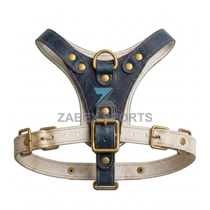 ZABEX SPORTS OEM ODM Adjustable Leather Dog <b>Harness</b> Belt Heavy Duty <b>Pet</b> Chest Strap Metal Hardware Print Fashion Ribbons - Product Image 1