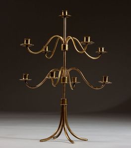 Soporte de vela de latón étnico 11-Batti para decoración tradicional de la sala de oración del hogar y centros de mesa de celebración religiosa - Product Image 1