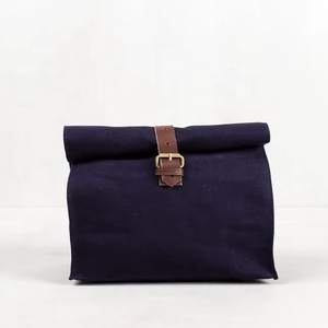 Custom Logo Eco-Friendly Heavy Cotton <b>Canvas</b> Lunch <b>Box</b> Travel Cosmetic Bag with Letter Pattern and Buckle Closure - Product Image 6