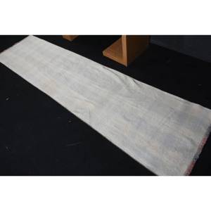 Alfombra Turca Minimalista Vintage de 23x95 Pies, Alfombra Rectangular de Látex para Sala de Estar, de Lana, Color Blanco y Blanco, para Pasillo - Product Image 4