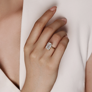 Charming Fine Emerald Cut <b>Diamond</b> <b>Ring</b> Setting 5 Ct D-F VVS1-VS2 Lab Grown <b>Diamond</b> In 14K 18K Yellow Gold Bridal Party Wear - Product Image 3