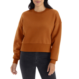 บริการออกแบบ OEM เสื้อสเวตเชิ้ตผู้หญิงคอกลม แขนยาว ผ้าฟลีซ 100% คอตตอน คุณภาพสูง สำหรับฤดูหนาว รุ่นใหม่ปี 2026 แบบเรียบง่าย ระบายอากาศได้ดี - Product Image 1