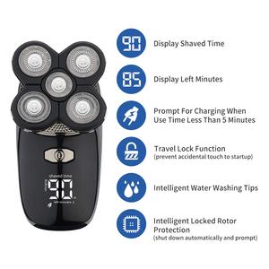 Kit de Afeitado Eléctrico Recargable por USB para Hombre, Afeitadora Rotativa para Cabeza Húmeda/Seca, Triple Cuchilla, IPX7, Lavable, Repuesto para Cuerpo - Product Image 4
