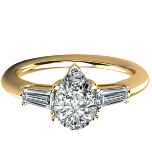 Bague de fiançailles en diamant de laboratoire 2ct taille poire et baguette trois pierres en or 14K pour bijoux fins pour femmes - Product Image 3