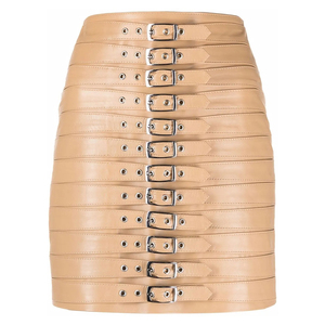Fabricants de vêtements Jupe en cuir sur mesure Automne Taille haute Élégante Décontractée Nouvelle mode 2025 Jupe en cuir d'agneau véritable - Product Image 1