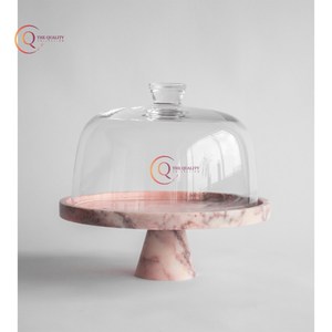 Marble Dessert and Cup <b>Cake</b> <b>Stand</b> Round Shaped Flower Romantic Theme Hot Selling <b>Stand</b> With Glass <b>Dome</b> Tabletop Decor <b>Cake</b> <b>Stand</b> - Product Image 1